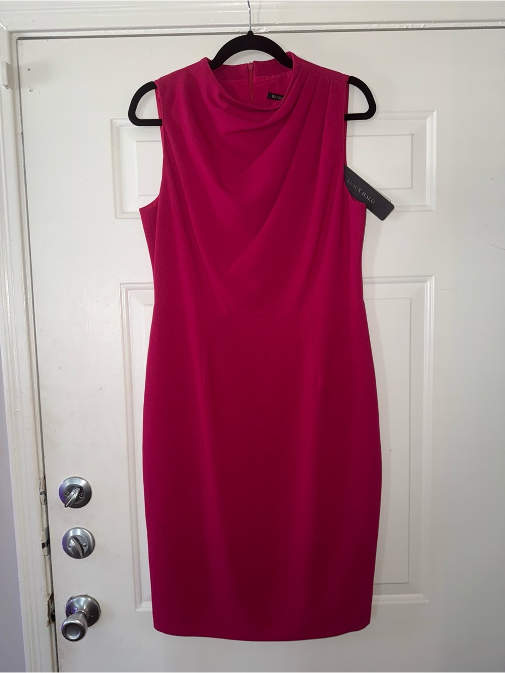 Black Halo Fuchsia Sleeveless Sheath Dress - Picture 2 of 6